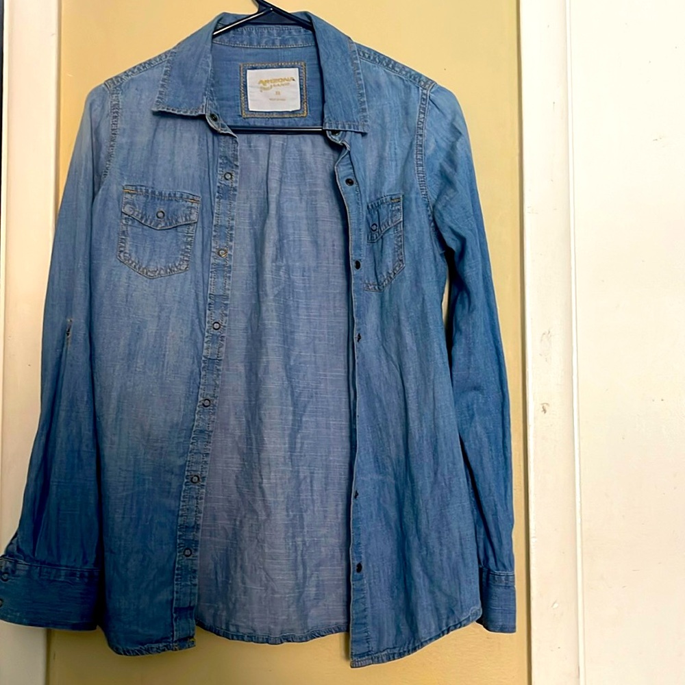 Medium wash button down shirt
